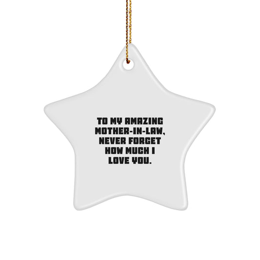 Gifts from Family for My Amazing Mom-in-law - Funny Star Ornament, White, 3.25" Tall - Christmas Unique Gifts - Image 1