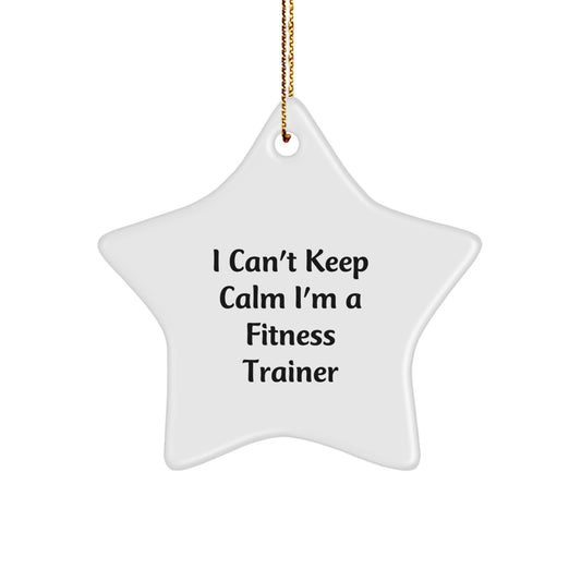 Funny Fitness Trainer Gifts for Men from Friends, Christmas Unique Star Ornament with I 'Can't Keep Calm I'm A Fitness Trainer', Perfect for Fitness Enthusiasts - Image 1