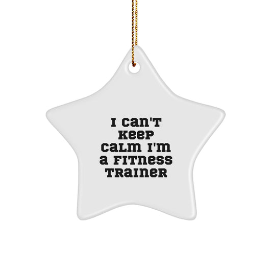 Funny Fitness Trainer Gifts from Friends, Christmas Unique Gifts for Fitness Trainers, I Can't Keep Calm I'm A Fitness Trainer Star Ornament - Image 1