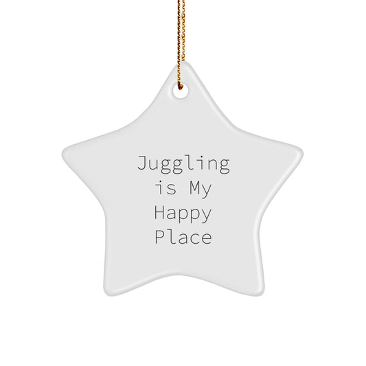Juggling Star Ornament Gifts from Family for Juggling Enthusiasts, Funny Quote 'Juggling Is My Happy Place', Christmas Unique Decorations - Image 1