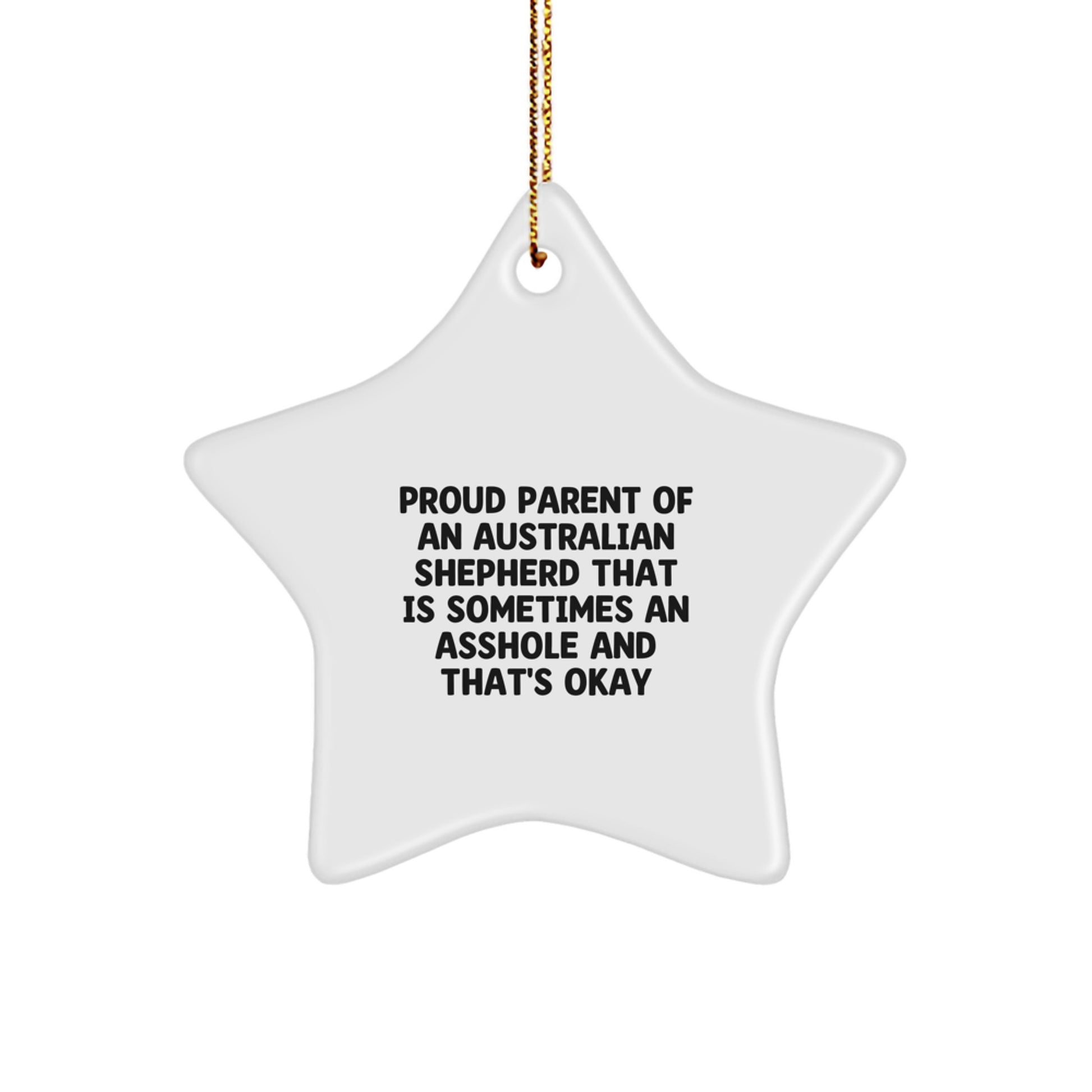 Australian Shepherd Dog Lover Gifts from Friends for Christmas Unique Star Ornament, Funny Quote, Proud Parent Quote, Australian Shepherd Dog Star Ornament Gift - Image 1