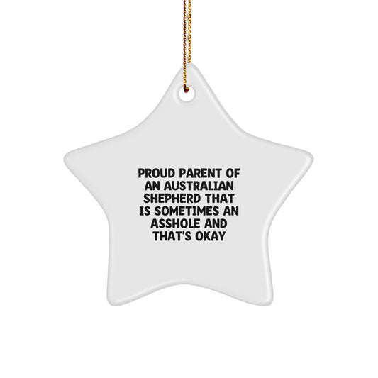 Australian Shepherd Dog Lover Gifts from Friends for Christmas Unique Star Ornament, Funny Quote, Proud Parent Quote, Australian Shepherd Dog Star Ornament Gift - Image 1