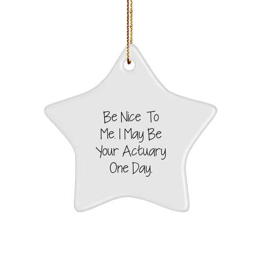 Gifts from Friends and Family - Actuary Humor Star Ornament, Be Nice to Me, Christmas Decoration - Image 1