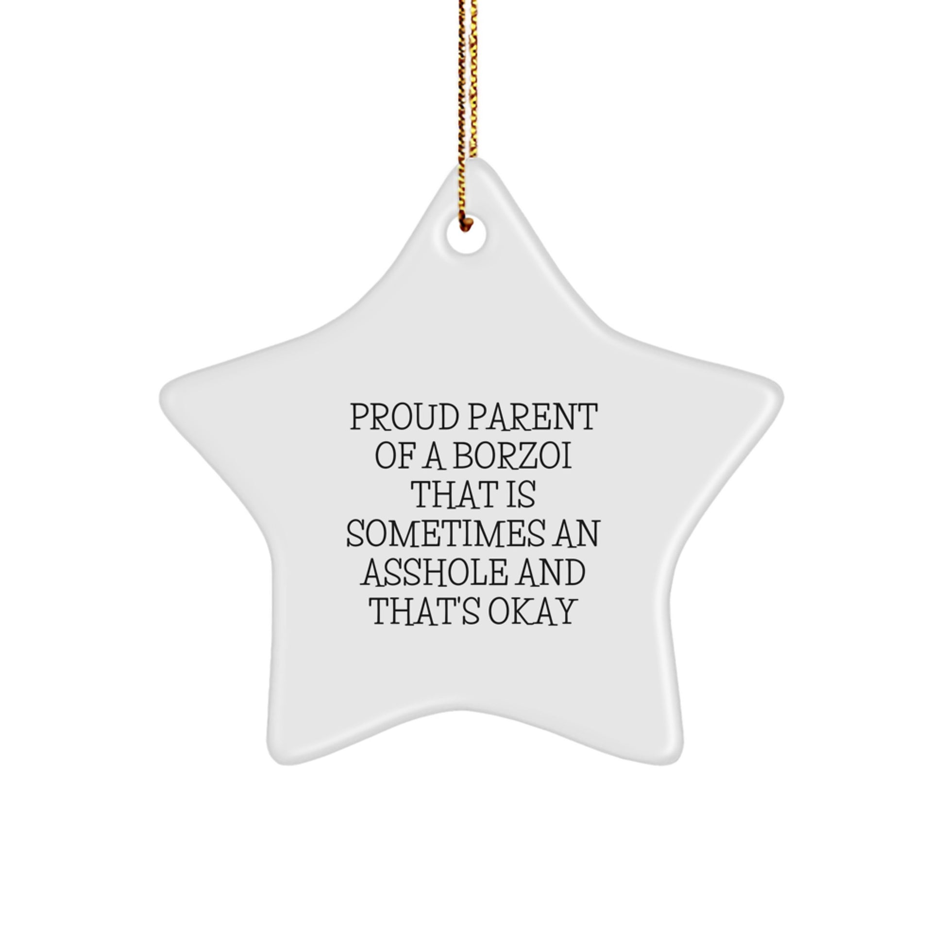 Funny Borzoi Dog Christmas Star Ornaments Gifts from Family for Borzoi Dog Lovers, Proud Parent Quote - Image 1