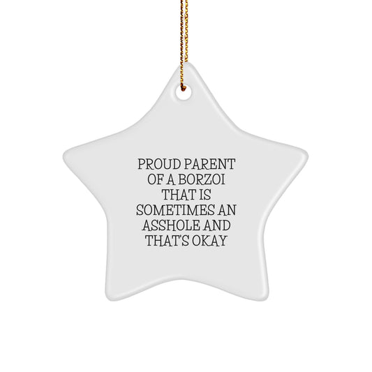 Funny Borzoi Dog Christmas Star Ornaments Gifts from Family for Borzoi Dog Lovers, Proud Parent Quote - Image 1
