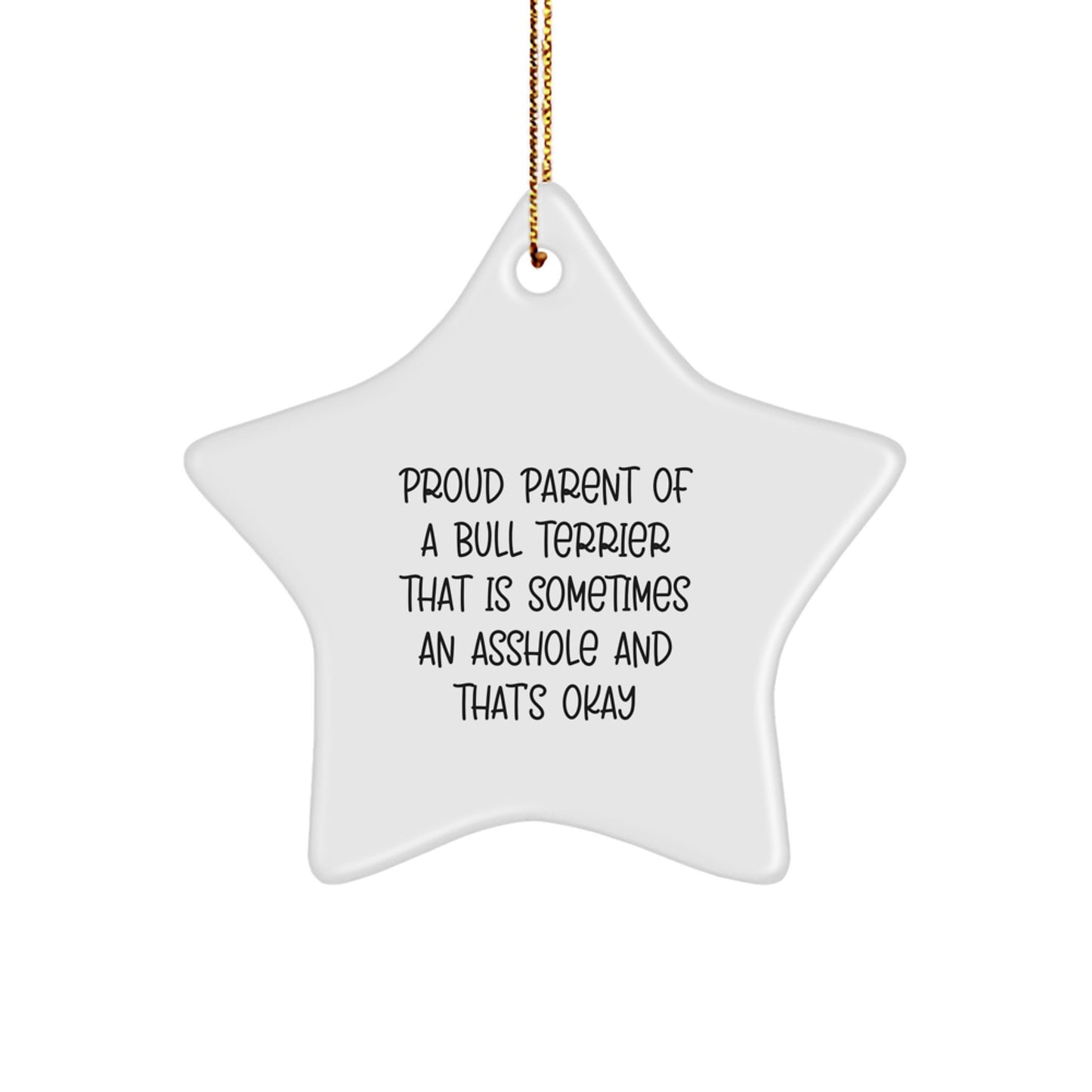 Funny Bull Terrier Dog Gifts Christmas Star Ornament for Proud Parents - Gifts from Family to Friends - Image 1