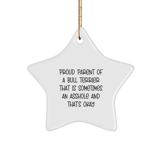 Funny Bull Terrier Dog Gifts Christmas Star Ornament for Proud Parents - Gifts from Family to Friends - Image 1