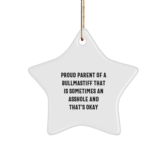 Funny Bullmastiff Dog Gifts, Star Ornament for Christmas, Proud 'Parent' of a Bully - Image 1