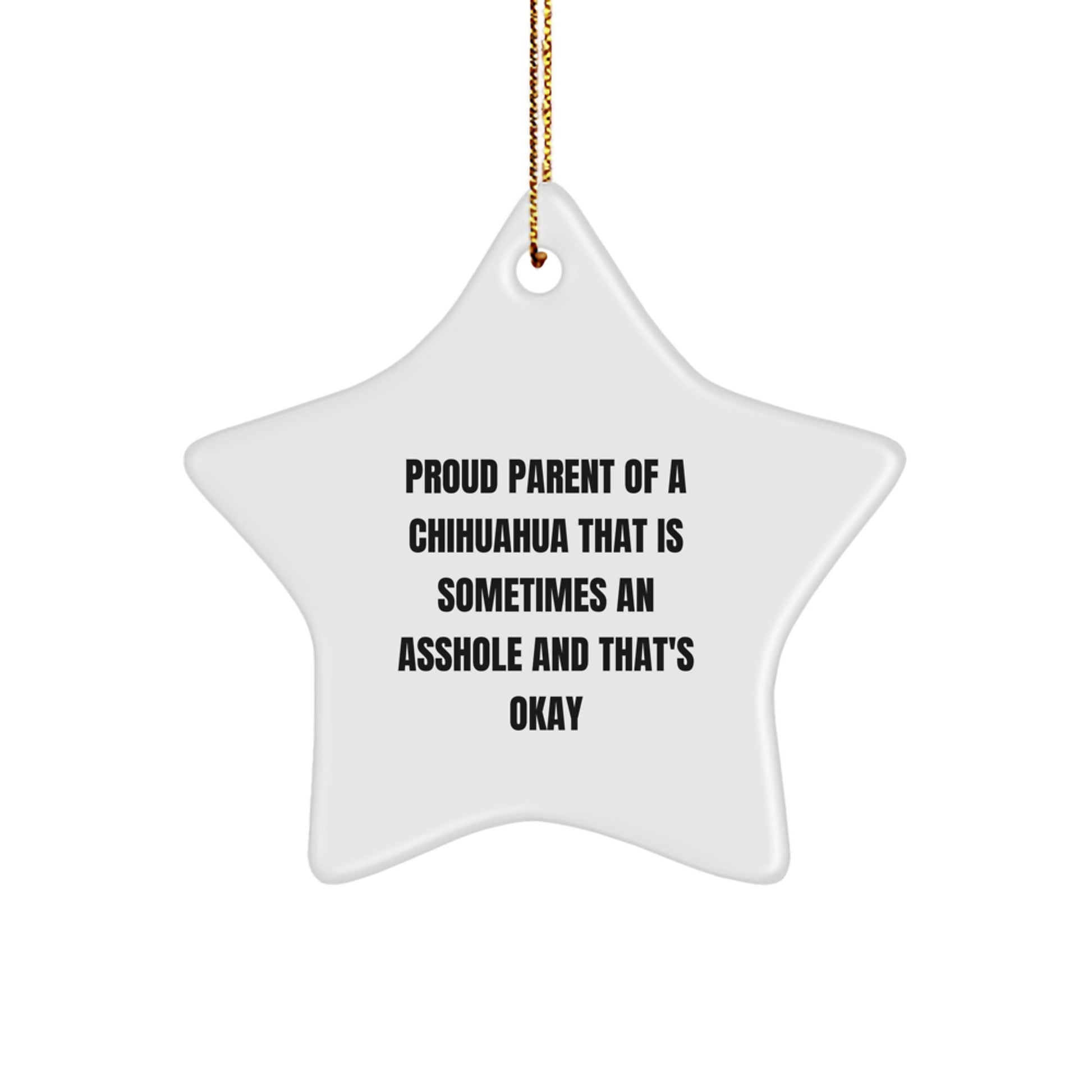 Funny Chihuahua Dog Gifts for Men, Unique Christmas Star Ornament with Proud Parent Quote, Handmade from MDF Wood, Ships with Gold Cord - Gifts from Family - Image 1