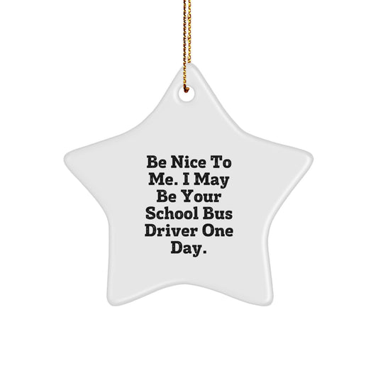 Funny School Bus Driver Star Ornament, Be Nice To Me Gifts for School Bus Driver Christmas Unique Gifts from Men - Image 1