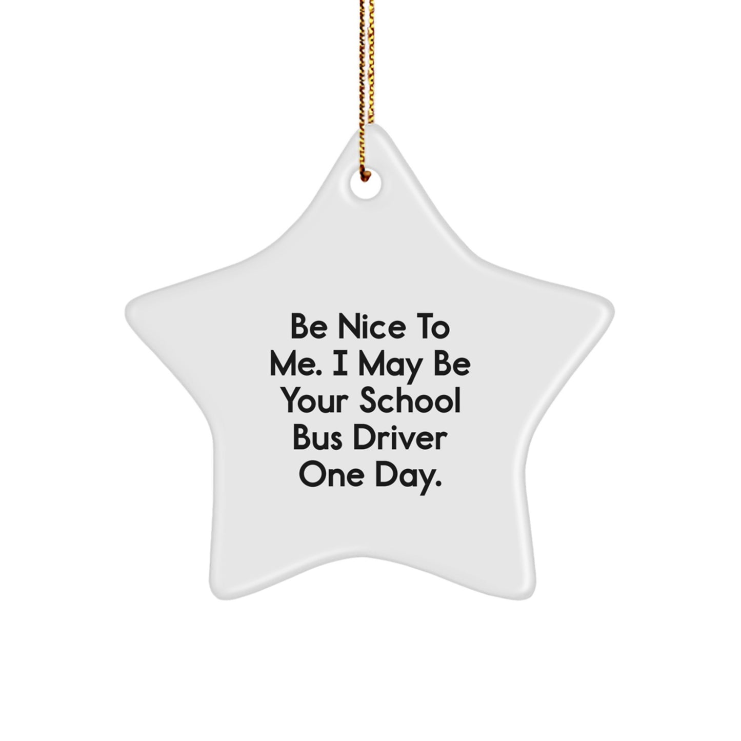 Funny School Bus Driver Gifts for Christmas - 'Be Nice To Me' Star Ornament Gifts from Family, Friends, or Coworkers - Image 1