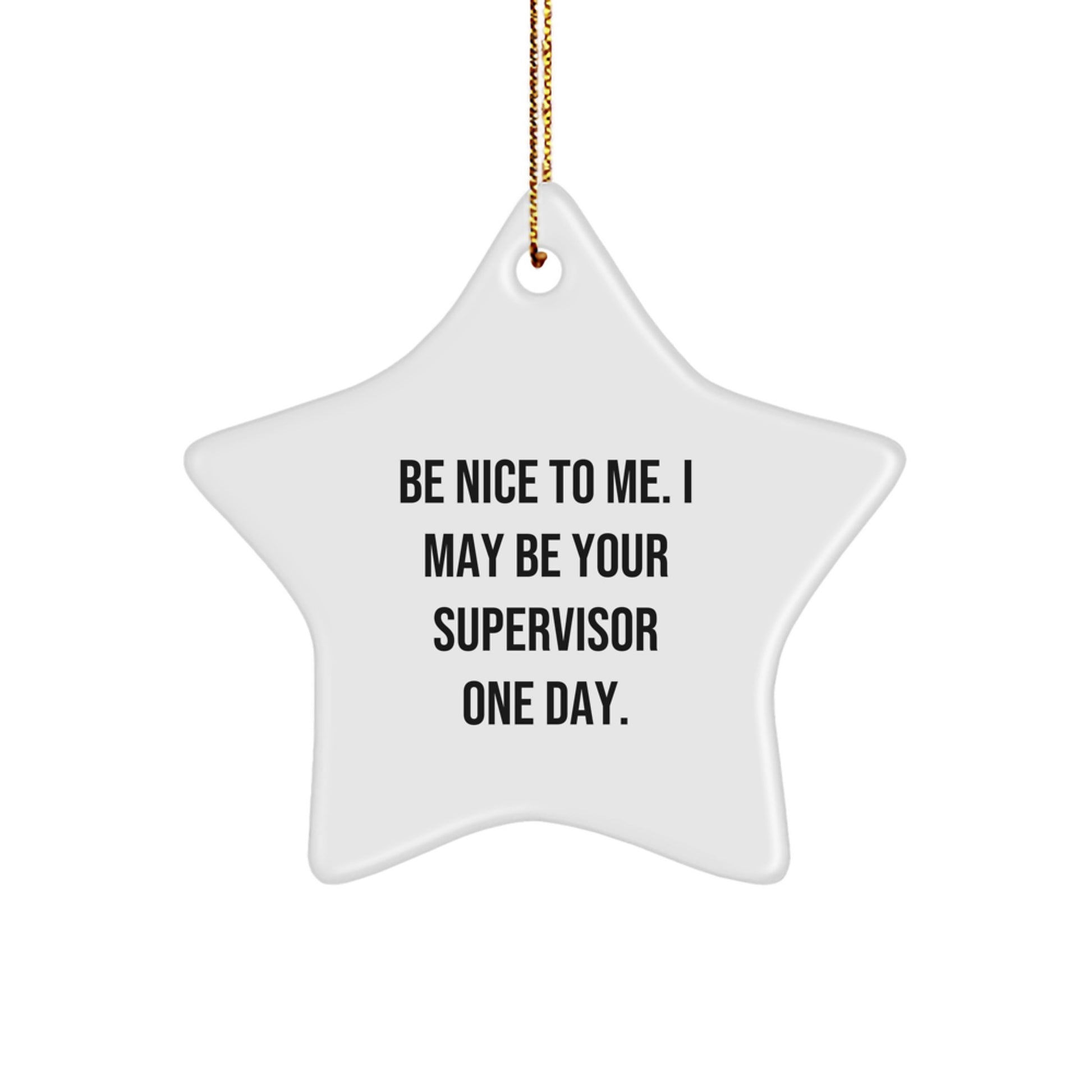Funny Supervisor Gifts from Friends for Your Supervisor Who May Be Nice to You One Day - Star Ornament, White, 3.25 inches - Image 1