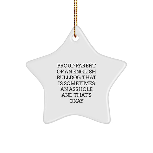 Funny English Bulldog Mom Dad Gifts from Family Unique Star Ornaments for Christmas - Image 1