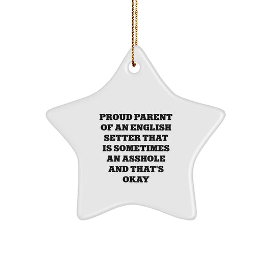 Funny English Setter Dog Gifts from Proud Parents, Star Ornament, Christmas Unique Ideas - Image 1