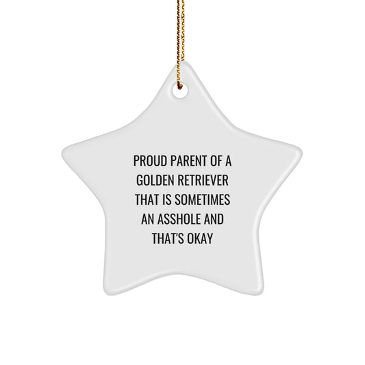 Golden Retriever Dog Lover's Funny Christmas Star Ornament, Gifts from Men to Family, Proud Parent of a Golden Retriever - Image 1