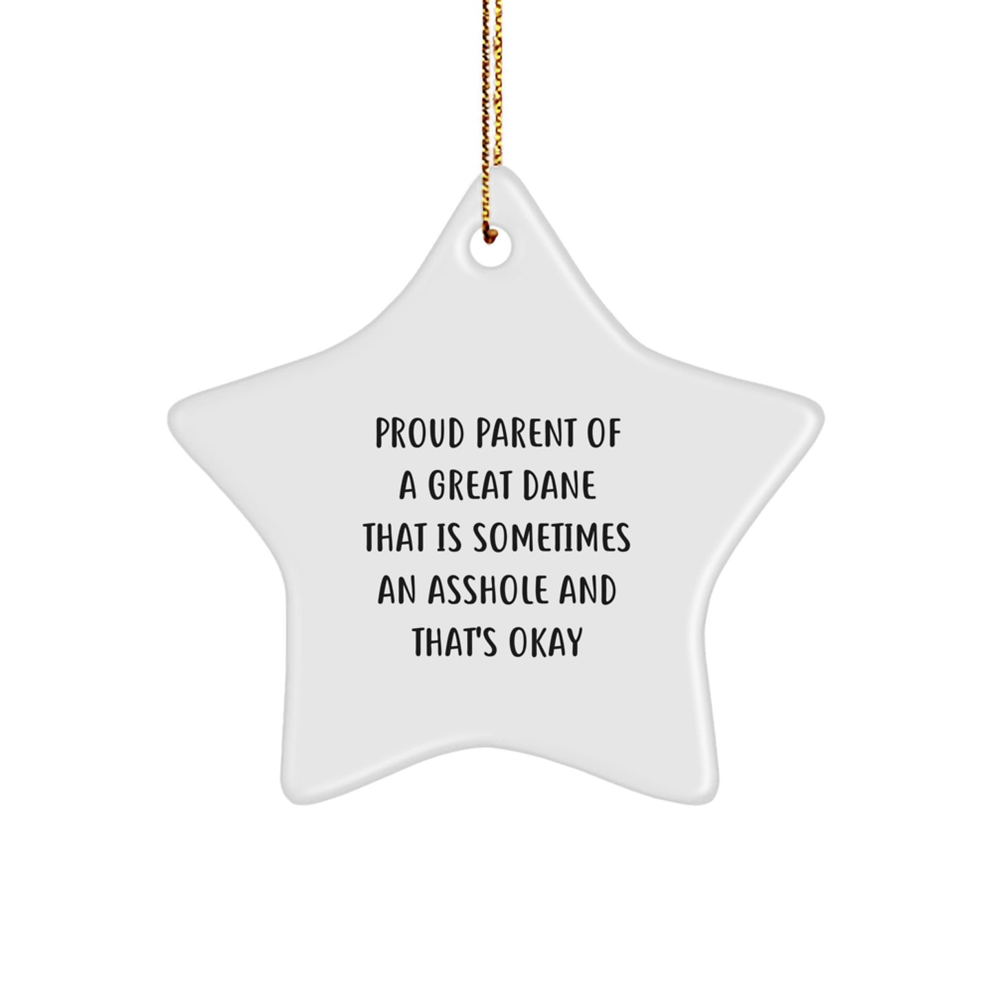 Funny Great Dane Dog Gifts for Men, Christmas Unique Star Ornament, Proud Parent 'Sometimes An Asshole' Quote, Gifts from Family - Image 1
