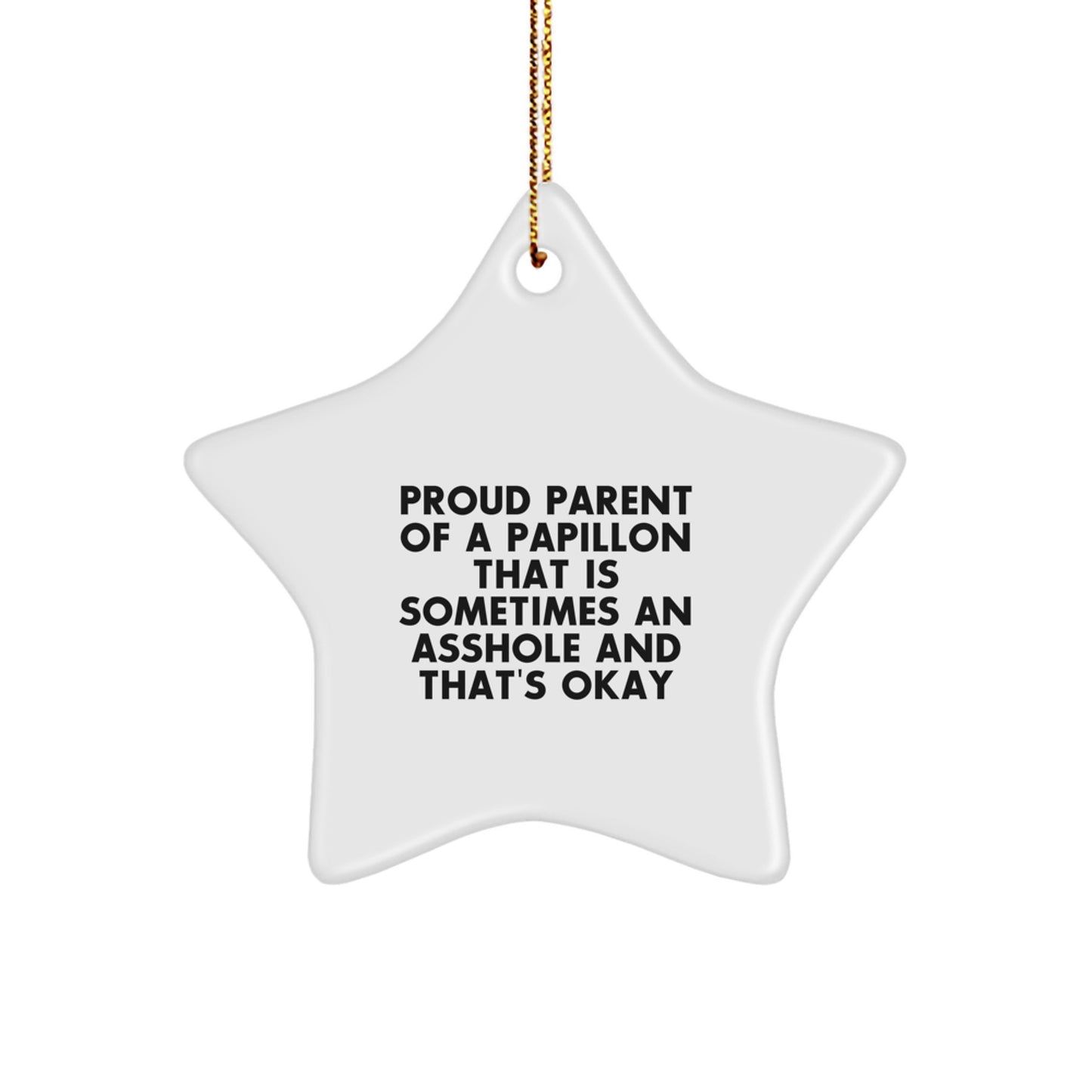 Funny Papillon Dog Gifts for Dad, Proud Parent Star Ornament, Christmas Unique Star Shape Decoration, Gifts from Family to Family - Image 1