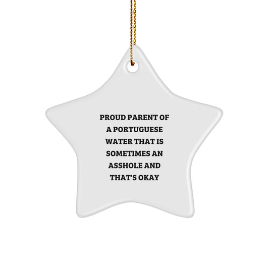 Funny Portuguese Water Dog Star Ornament for Christmas Unique Gifts from Proud Parents, Gifts for Men, Women, Friends, Coworkers, Family Members, Unique Christmas Decorations - Image 1