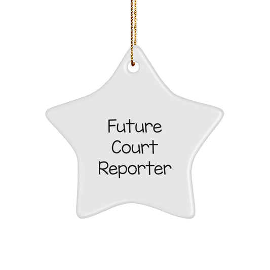 Funny Quote Gifts from Friends to Court Reporter Star Ornament for Christmas Decorations, Future Court Reporter Court Reporter Gifts, Star Shaped, White - Image 1