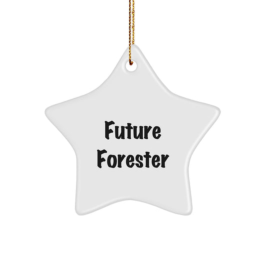 Forester Gifts from Friends - Funny Future Forester Star Ornament, White, for Christmas - Image 1