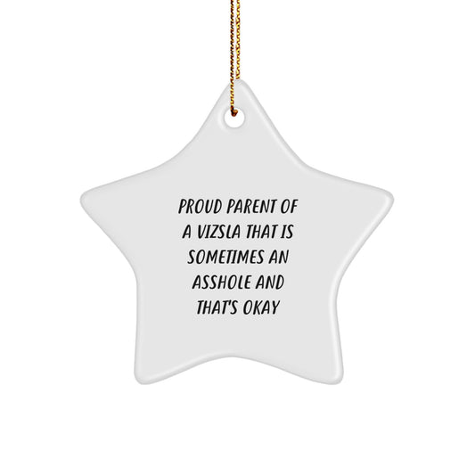 Funny Vizsla Dog Christmas Unique Gifts for Men or Women, Star Ornament from Proud Parents, Gifts from Friends and Family - Image 1