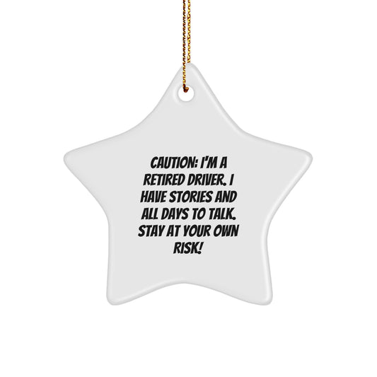 Funny Driver Gifts from Friends - Retired Driver Star Ornament, Christmas Unique Presents for Men, Women, Coworkers, Family - Image 1