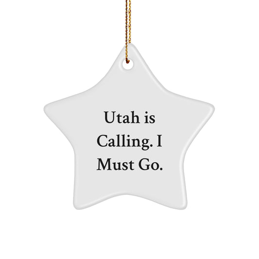 Utah Star Ornament Funny Quote Gifts from Men to Women Friends Family - Christmas Unique Gifts for Utah Lovers - Star Ornament with Gold Cord - Image 1