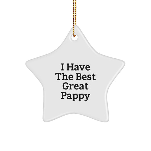 Funny Star Ornament Gifts from Men to Pappy, Christmas Unique Gifts for Family and Friends, Star Ornament Quote 'I Have The Best Great Pappy' - Image 1