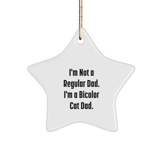 Funny Bicolor Cat Dad Gifts - Bicolor Cat Star Ornament for Christmas Unique Gifts from Men to Bicolor Cat Lovers - Image 1