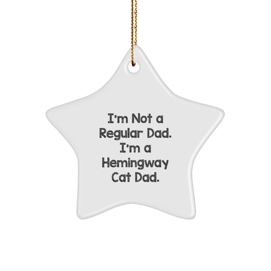 Funny Gifts from Dad to Hemingway Cat, Star Ornament for Christmas Unique Gifts, Hemingway Cat Dad - Image 1