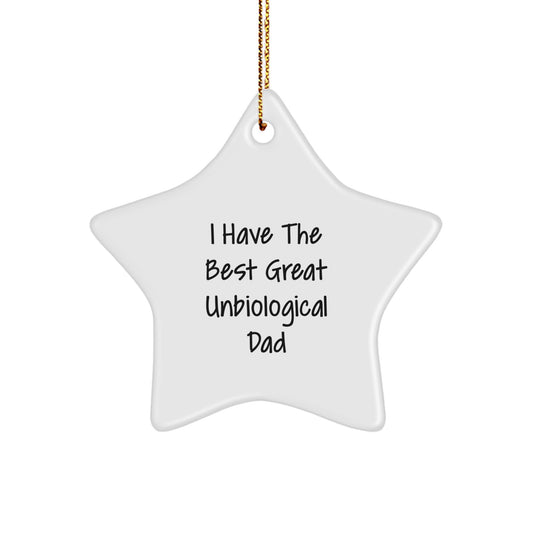 Funny Great Unbiological Dad Gifts from Men to Unbiological Dad Star Ornament Christmas Unique Decor, Star Shaped, White Color - Image 1