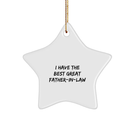 Funny Father-in-law Gifts from Family - Best Great 'I Have The Best Great Father-in-law' Star Ornament for Christmas Unique Gifts - Image 1