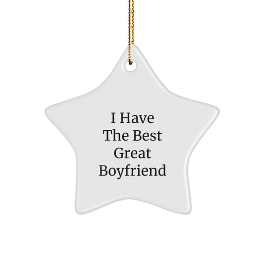 Funny Sweetheart Gifts Star Ornament, Gifts from Men to Sweetheart, Christmas Unique Gifts for Sweetheart, Star Shaped White Ornament with Gold Cord - Image 1