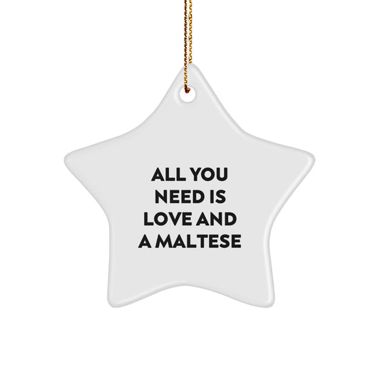 Funny Maltese Dog Star Ornament Gifts from Friends for Maltese Lovers All You Need is Love and a Maltese Christmas Decoration - Image 1