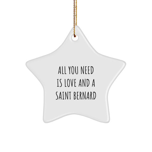 Funny Saint Bernard Dog Christmas Unique Gifts from Family to Saint Bernard Dog Lover Star Ornament - Image 1