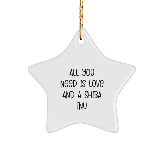 Funny Shiba Inu Dog Decorations Gifts, All You Need Is Love And A Shiba Inu Christmas Star Ornament for Shiba Inu Dog Lovers Gifts from Friends Family - Image 1