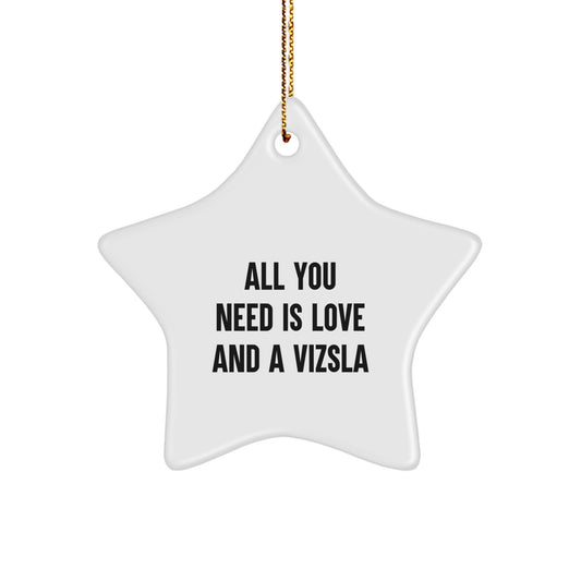 Funny Vizsla Dog Lover Gifts from Friends for Christmas Unique Star Ornaments All You Need Is Love And A Vizsla - Image 1