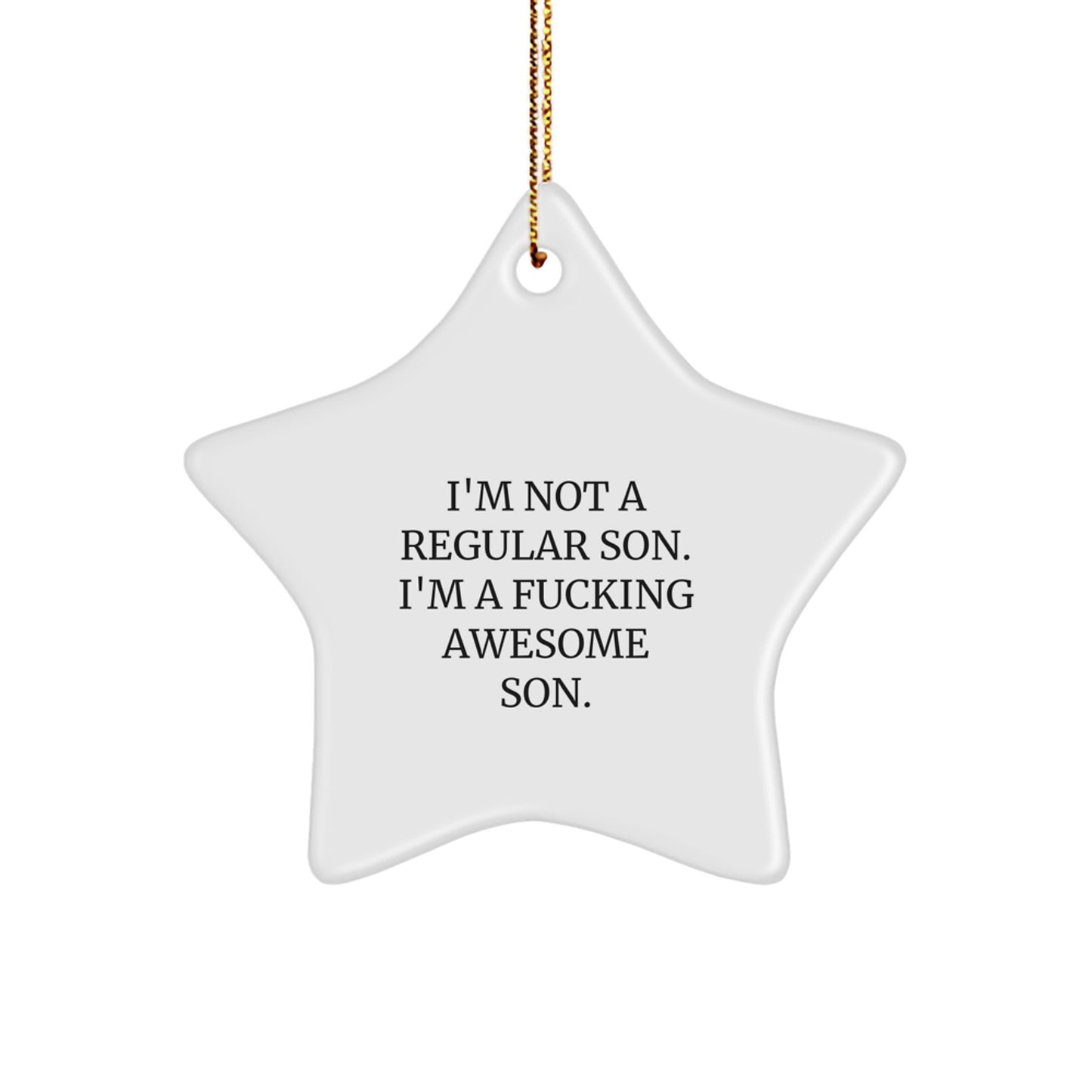 Funny Son Gifts for Him Star Ornament Christmas Unique Presents from Dad, Mom, or Friends - Star Shaped Decoration - Image 1