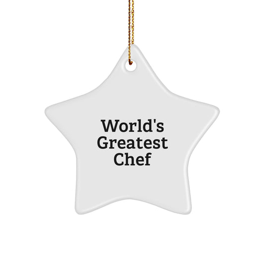 Funny World's Greatest Chef Gifts from Friends for Christmas Unique Star Ornament, White Star Shaped Star Ornament, Chef Gifts for Men, Star Ornament for Christmas - Image 1