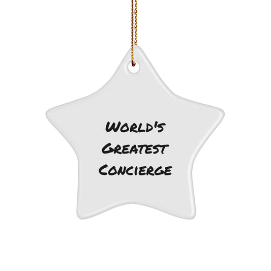 Funny Concierge Gifts from Men, Star Ornament for the World's Greatest Concierge, Christmas Unique Gifts - Image 1