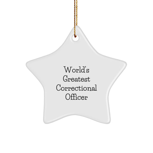 Funny Correctional Officer Christmas Unique Gifts from Family - World's Greatest Star Ornament - Image 1