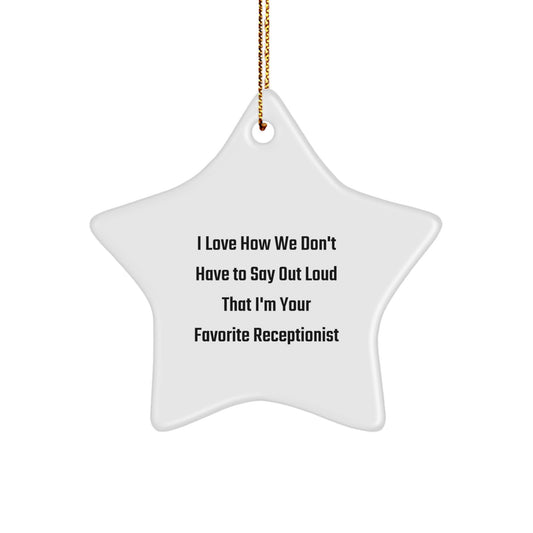 Funny Receptionist Gifts from Men for Favorite Coworkers Star Ornament, White Color, Christmas Unique Gifts for Receptionists - Image 1