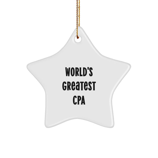 Funny CPA Gifts from Men to Women Friends Family - World's Greatest Cpa Star Ornament for Christmas Unique Gifts - Image 1