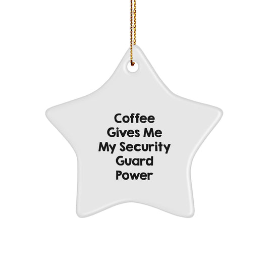 Funny Security Guard Gifts from Mom, Christmas Unique Star Ornament for Security Guard Power, Star Shaped Decoration - Image 1