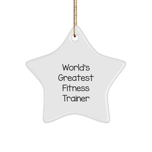 Funny World's Greatest Fitness Trainer Star Ornament Gifts from Family for Christmas Unique Decorations - Image 1