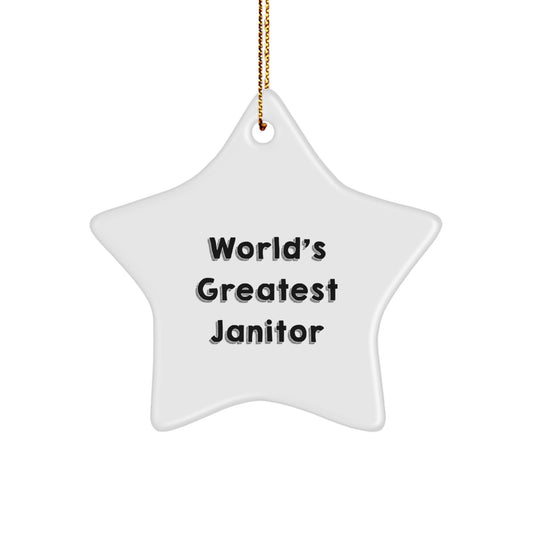 Funny Janitor Gifts from Men, World's Greatest Janitor Star Ornament for Janitor, Christmas Unique Decorations - Image 1