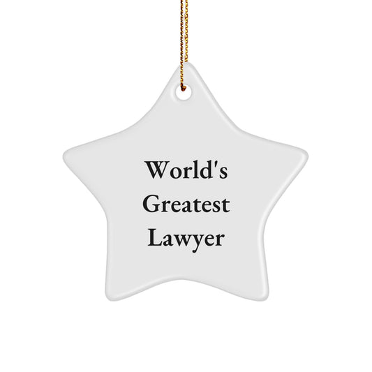 Funny Lawyer Gifts, World's Greatest Lawyer Star Ornament for Christmas Unique Gifts from Friends, Lawyer Star Ornament for Men Women Lawyers, Funny Lawyer Star Decoration - Image 1