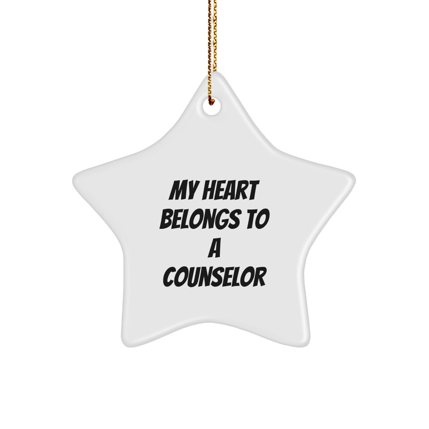 Funny Counselor Gifts from Friends, Christmas Unique Star Ornament My Heart Belongs To A Counselor, Counselor Appreciation Gifts for Counselors - Image 1