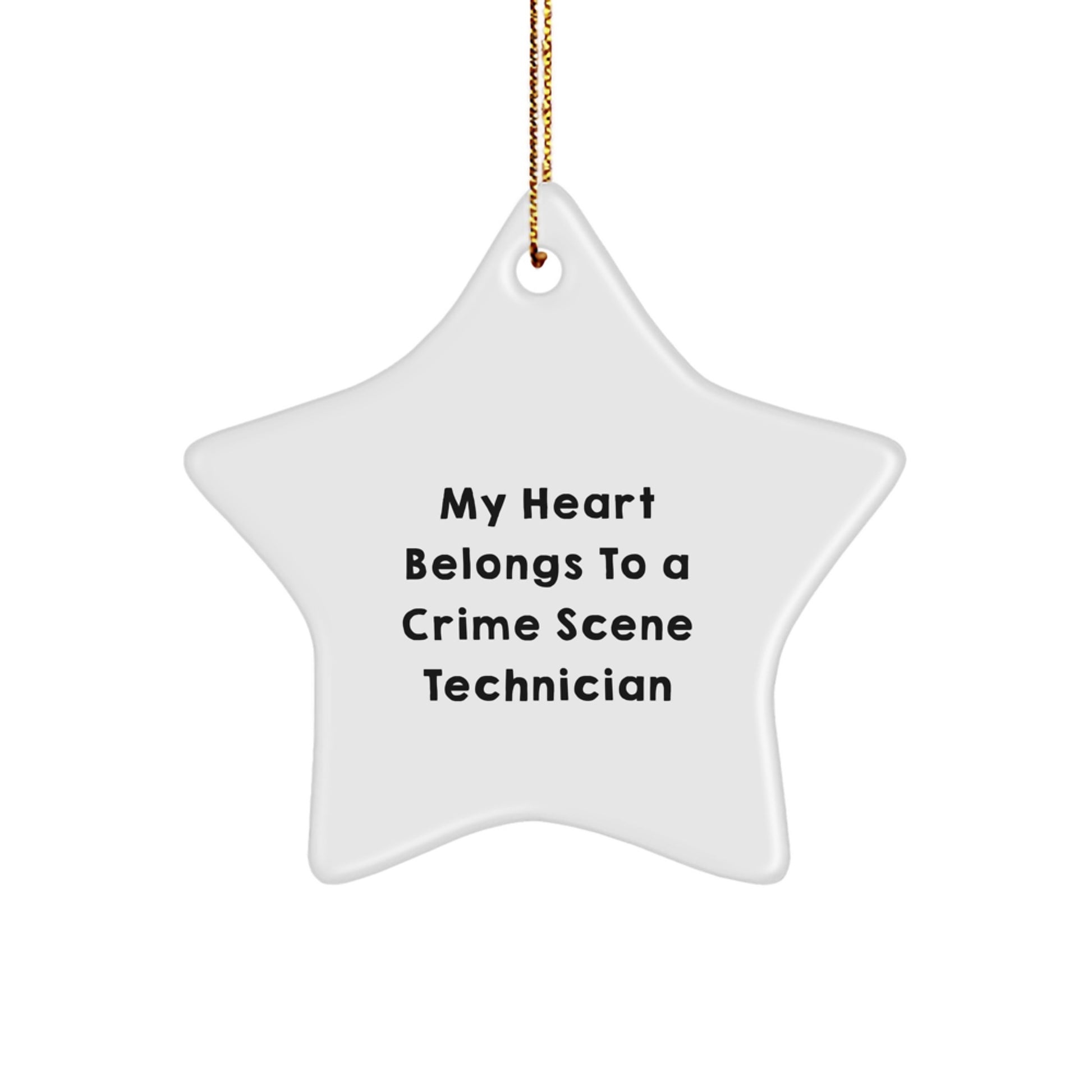 Unique Christmas Unique Gifts for Crime Scene Technician Lovers - 'My Heart Belongs To A Crime Scene Technician' Star Ornament from Family or Friends - Image 1